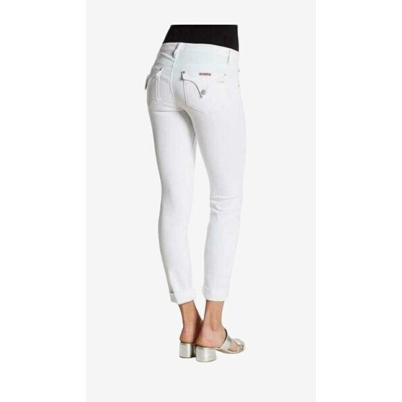 Hudson Denim - Hudson Bacara Crop Straight Cuffed Jeans Womens Size 26 White Cotton Denim